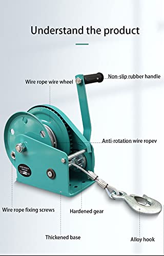 Winche manual 1200 lbs cable acero 30 m con freno miniatura 4