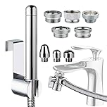 Shower Douche Attachments Aluminium Shower 3 Head Kit - with Faucet Splitter,Hose and Hook up Toilet or Wall Mount (Silver)