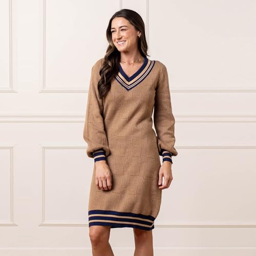 Hope & Henry Womens' Cable Sweater Dress with Elbow Patches2