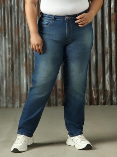 Image of High Star Women Washed Cotton Mom Fit High- Rise Jeans 49