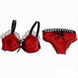 1/3 BJD Doll Lace Lingerie Set – Red Bra and Panties Outfit for SD Ball Jointed Dolls – Fashion Dress-Up Accessories