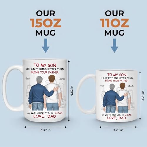 Wrappiness Son Fathers Day Personalized Gifts from Mom - To My Son Watching You Be A Dad Custom Coffee Mug, First Fathers Day Cup Gifts for New Dad, First Time Papa Mug