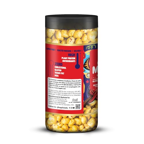 Image of Happilo Premium Makhana Superhot Peri Peri Jar 80g | Roasted Foxnuts, Phool Makhana | Healthy Snacks | Low Calorie, Vegan & Spicy