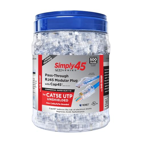 Conectores Modulares RJ45 Pass-Through Simply45 Azul 500 pcs miniatura 1