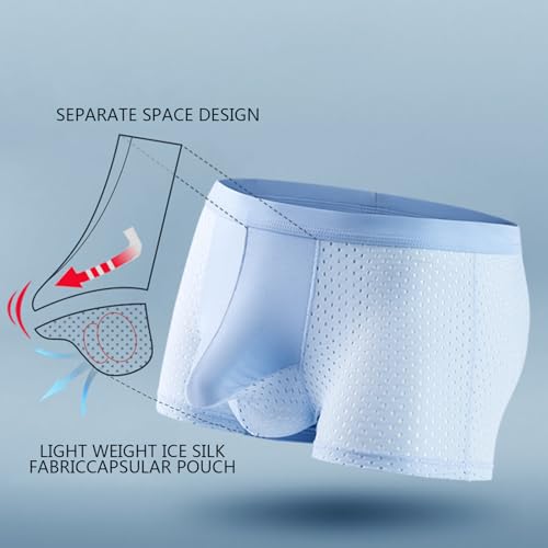 Evankin Men Mesh Ice Silk Underwear with Bulge Pouch Breathable Cool Boxer Briefs Ultra-thin panties3