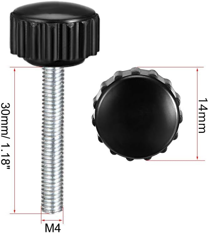 MACHSWON Knurled Clamping Knobs Saw Drill Press Lathe and Routing Jigs Packaging Machinery Printing Equipment Hand Clamping Handle Bolt Hand Knob Screw Replacement Parts M4 x 30mm 5pcs - Image 2