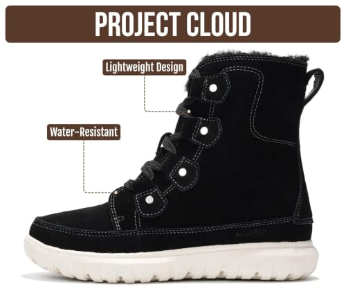 Image of Project Cloud 100% Genuine Leather Womens Snow Boots Waterproof (Leonora)
