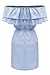 Shele Womens Summer Dresses Off Shoulder Striped Ruffles Strapless Dresses Blue