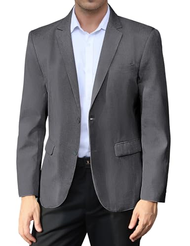 EliteSpirit Men Sport Coats, Big and Tall Sport Coat and Blazer for Men Business Casual Suit Jacket 2 Button Regular Fit Grey Casual Blazer Fashion Mens Dress Jackets Blazers Lightweight (Deep Grey L)