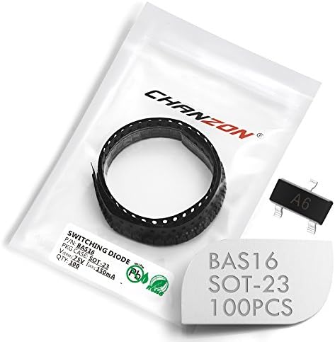 (Pack of 100 Pieces) Chanzon BAS16 SMD Small Signal Fast Switching Diodes High-Speed 150mA 75V SOT-23 (SOT-23-3) 150 mA 75 Volt (Marking A6)