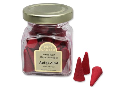 LivuX 1081 - Conos de incienso (aroma de manzana y canela, 35 unidades, aroma cálido y festivo para un ambiente relajado y acogedor)