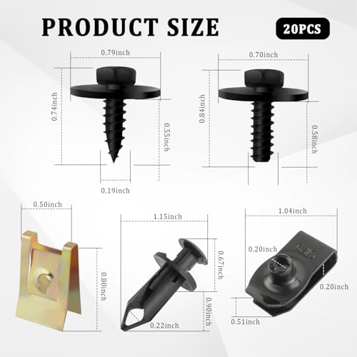 Image of 100PCS Car Clips Fasten Undertray Engine Splash Shield Guard Bumper Clips,Include U Clip,Screw Clips Metal Fasteners,Bolts Car Retainer Clips,Universal Automotive Push Fasteners Kit