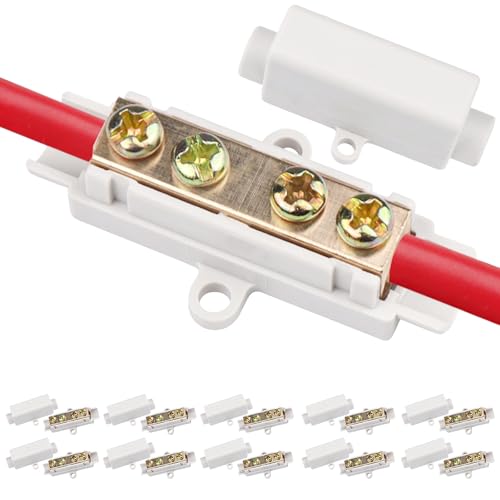 10 Pezzi Connettore Filo Conduttore in Ottone, Doppia Vite Guscio in ABS Morsettiera 1000V 100A, Connettori Elettrici Rapidi, Morsetti di Collegamento, ignifugo, Adatto per Filo da 2,5 a 16 mm²