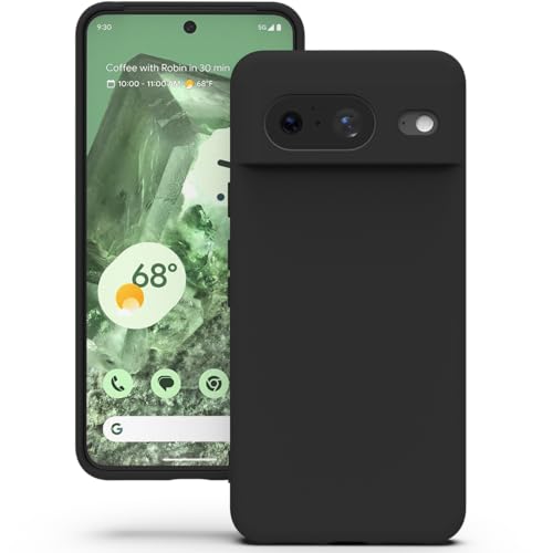YATWIN Hülle für Google Pixel 8 Silikon Handyhülle mit Futter 1mm Kamera und Displayschutz Dünn & Leicht Anti Kratzer Case Schwarz