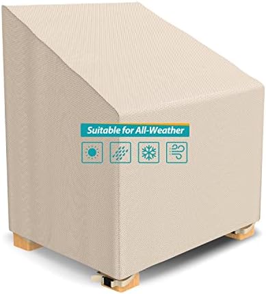 Patio Watcher 100% Waterproof Patio Lounge Chair Cover, Durable Outdoor Lawn Patio Furniture Covers - Beige- High Back-25.5" L x 32.5" D x 34.0" H