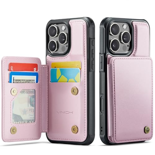 Vinich for iPhone 16 Pro Wallet Case with Card Holder, RFID Blocking Credit Slots Kickstand Shockproof Phone Cover Fit for iPhone 16 Pro 6.3" Rose Gold by Vinich - Used condition - US$6.79