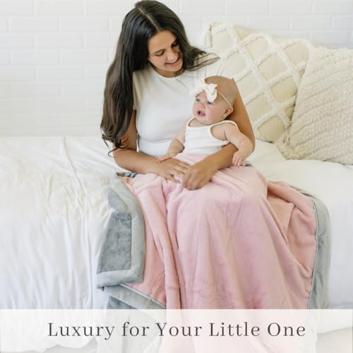 Image of Saranoni Luxury Lush Kids Blanket | Ultra-Soft & Cozy Plush Comfy Blankets for Kids & Teens | Light Pink /Gray - 40 inch x 60 inch