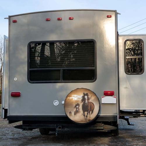 Image of Delerain Running Horse Spare Tire Cover Wheel Protectors Sun Protector Waterproof for Trailer RV SUV Truck and Many Vehicle(16 Inch for Diameter 29 inch-31 inch)