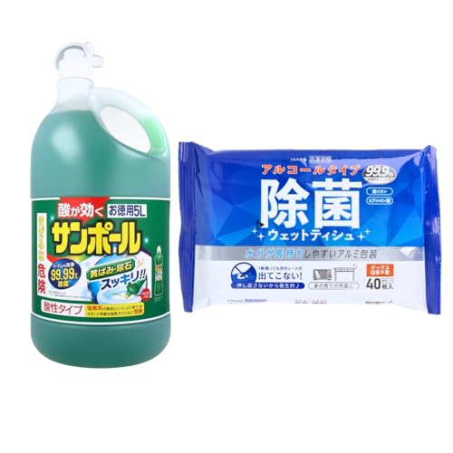 【セット品】トイレ用酸性洗浄剤+除菌ウェットティッシュ 2点セット トイレ掃除/衛生対策に