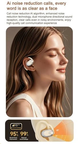 Image of C300 OWS Open Ear Wireless Earbuds with Display, ENC Mic for Crystal-Clear Calls, 40hr Playtime with Type-C Fast Charging, BT5.4 Gaming Bluetooth Earphones, Touch Control Sports Headphone Black