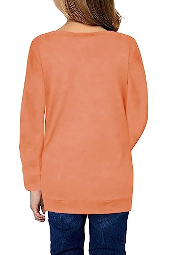 Image of Haloumoning Girls Casual Short Sleeve T Shirts Color Block Tee Blouse Kids Loose Tunic Tops with Pockets Size 4-15