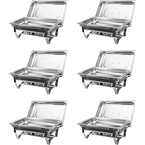 CREWORKS 6-sets Catering chafing dish 9 liter, Rechthoekige buffetsets met onderstel, Buffet warmer kit van rvs…