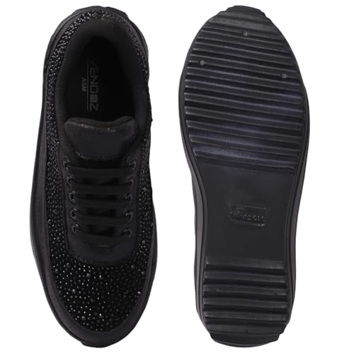 Image of Vendoz Women Party & Wedding Bridal Sparkling Glittery Crystal Sneakers CNV4030