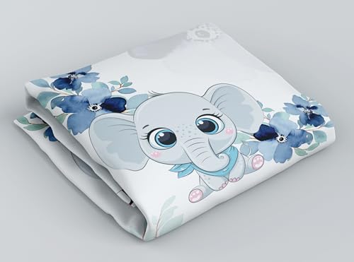 Image of Baby Monthly Milestone Blanket | 1-12 Months | Soft Elephant & Floral Design | Ideal for Newborn Boys & Girls | Perfect Growth Tracker & Photoshoot Prop with Floral Wreath | 120x90 cm