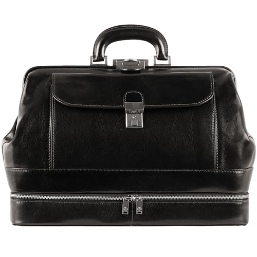Image of Time Resistance Leather Doctor Bag - Italian Handmade Medical Bag - Vintage Style Handbag - Real Leather Briefcase