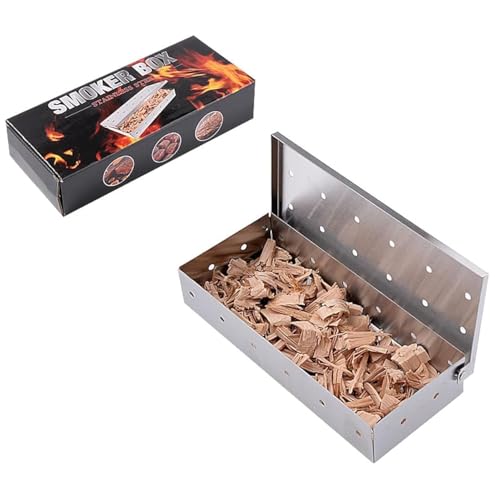 Affumicatore Acciaio Inox Barbecue, BBQ Aroma Box, Scatola per affumicatura per barbecue a gas,per...