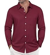 J.VER Oxford Shirts for Men Stretch Button Down Shirts Solid Casual Long Sleeve Dress Shirts with...