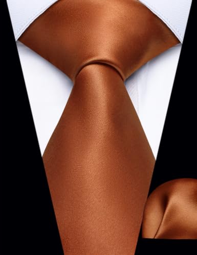 Image of YourTies Zipper Tie for Men Adjustable Pre-Tied Neckties Pocket Square Set | Solid Color Satin Pre Tied Mens Tie Pocket Square Gift Box Set,Formal Casual Wedding Business Party,for Suit Shirt Tuxedo