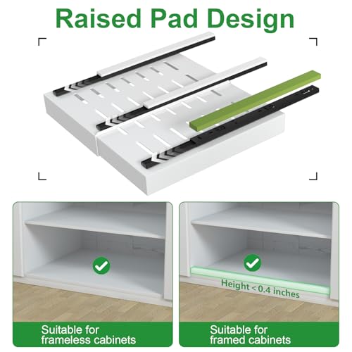 PAKETA 4 Pack Expandable Pull Out Cabinet Organizer, 21'' Deep Pull Out Drawers for Cabinets,Upgrade 3 Slide Rails Sliding Drawer for Kitchen Cabinet Organizer with Adhesive Nano Film (White) by PAKETA - Used condition - Image 5