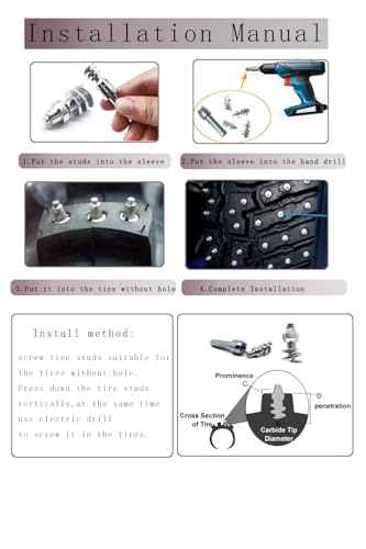 Image of Carbide Tires Studs, Marrkey 22.8mm Spikes for Tires-Security Anti-Skid Car Wheel Snow Tire Chains Studs for ATV SUV Motorcycle Loaders Tractors MS1911 (100)