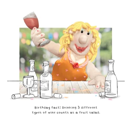 Model Family Funny Birthday Card for Her, Drinking 3 Different Types of Wine Counts as a Fruit Salad Female Birthday Card, Multi-Coloured