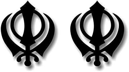 4 Solid Black Sikhism Khanda Symbol Decals Sticker Sikh Kara Punjabi Kada 3 Swords Vinyl Vehicle Religion Vinyl Stickers (4 Decal Set - Sikhism Khanda - Black)