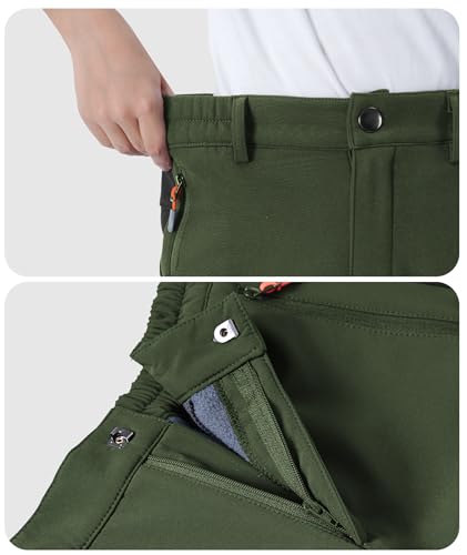 Boys Winter Hiking Pants Kids Fleece Lined Thermal Snow Pants Waterproof Softshell Elastic Waist Outdoor Cold Weather4