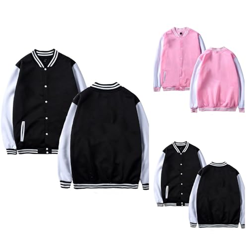 Kids Baseball Jacket Long Sleeve Letterman Varsity Jackets for Boys and Girls Quick-Dry Zipper Coat
