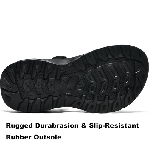 SHOPARKED Men's Waterproof Athletic Sandals Hiking Water Sandals EVA Cushion Foam Midsole With Arch support Rugged Durabrasion Rubber Outsole All Black 8.5 by SHOPARKED - Used condition - Image 7