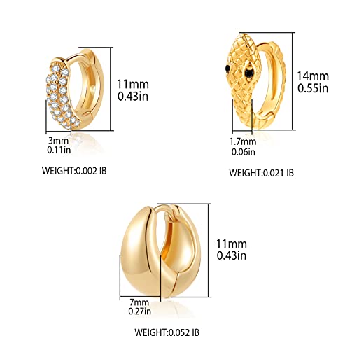 Vercret 14K Gold Snake Earrings For Women - Hoop Ear Cuffs Earring Hypoallergenic Jewelry Gift #TOP3