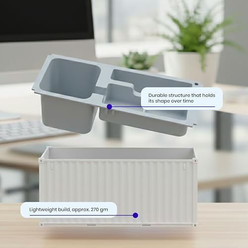 Image of Shipping Container Pen Stand, Container Style Desk Organizer Pen Stand for Office Table Shipping Company (White)