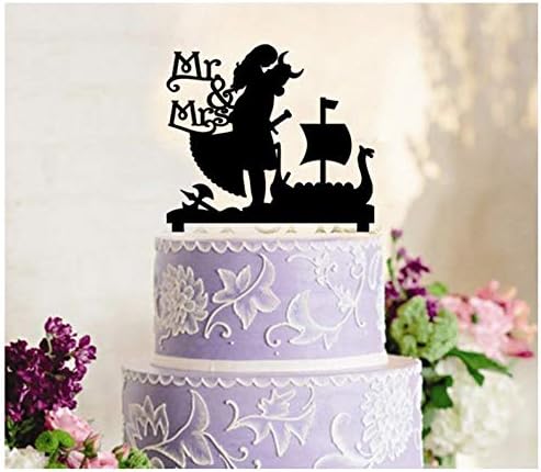 Wedding Cake Topper Mr And Mrs Romantic Couple Bride And Groom Viking Boat Weddings Silhouette Amazon Co Uk Home Kitchen
