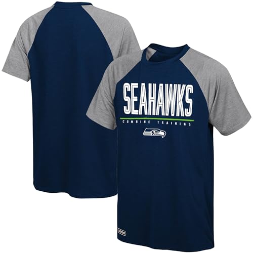 Outerstuff NFL Kids Youth 8-20 Unleashed Color Block Team Color Performance Primary Logo Short Sleeve T-Shirt (Seattle Seahawks, 14-16)