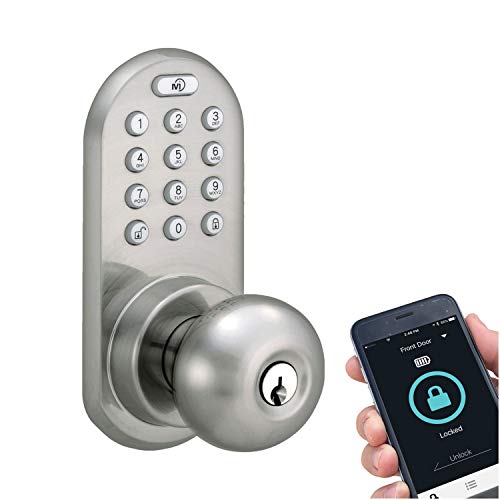 Milocks Blekk-02Sn Bluetooth Entry Keypad And Door Knob, 3&Rdquox1&Rdquox6&Rdquo, Satin Nickel #TOP20