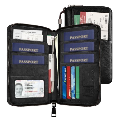 Likesing Family Passport Holder for 5, RFID Multiple Passport Holder(Black)