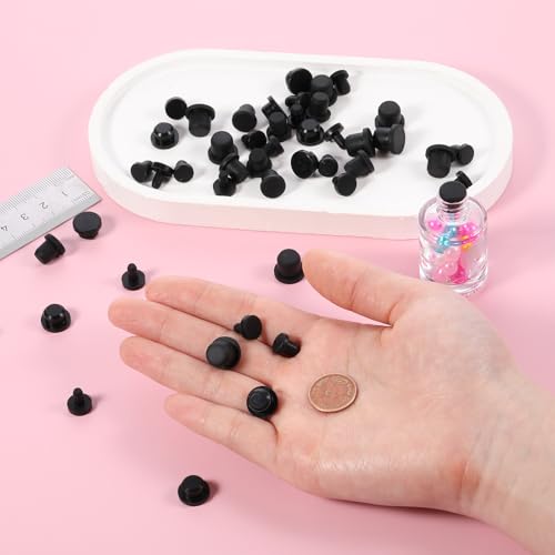 Image of 50PCS 5 Sizes Silicone Hole Plug Black Round Rubber Stopper High Temp T Shaped Plug Waterproof Button Tube End Cover Soft Flexible Plugs for 4-9.5mm Inner Diameter Hole Bottles