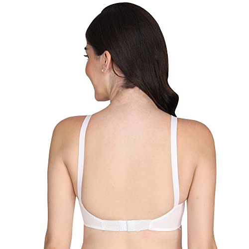 Image of Women Non Padded Bra - Made of Pure Cotton Full Coverage Non Wired Seamless Pushup Soft Cup for T-Shirt Saree Dress Sports Garment for Daily Use Everyday White