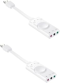 UKCOCO 2 pcs plug and play plug it and chug it sound card for PC Computer sound card whiting external sound card Sound for Computer Independent Sound Card earphone audio converter white