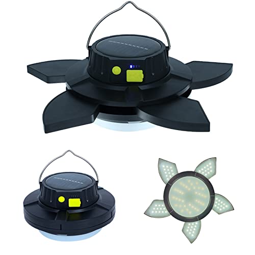 Hulppre Solar Camping Lantern With Usb, 5+1 Leaves 96Leds Brighter Portable Tent Lights, Support Phone Charging Emergency Solar Lantern Lamp For Hurricane,Hiking,Chicken Coop,Canopy,Shed/Barn #TOP5