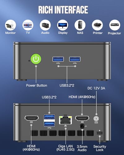 undefined GMKtec Mini PC Intel N150 (Turbo 3.6GHz) 16GB DDR4 1TB PCIe M.2 NVMe SSD, Intel i226-V Desktop Computer 4K Dual HDMI Display/4x USB3.2/WiFi 6/BT5.2/RJ45 Ethernet Nucbox G3 Plus の商品画像 3